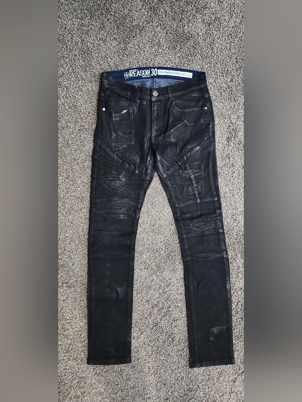 REASON Supply Co Black Distressed Moto Biker